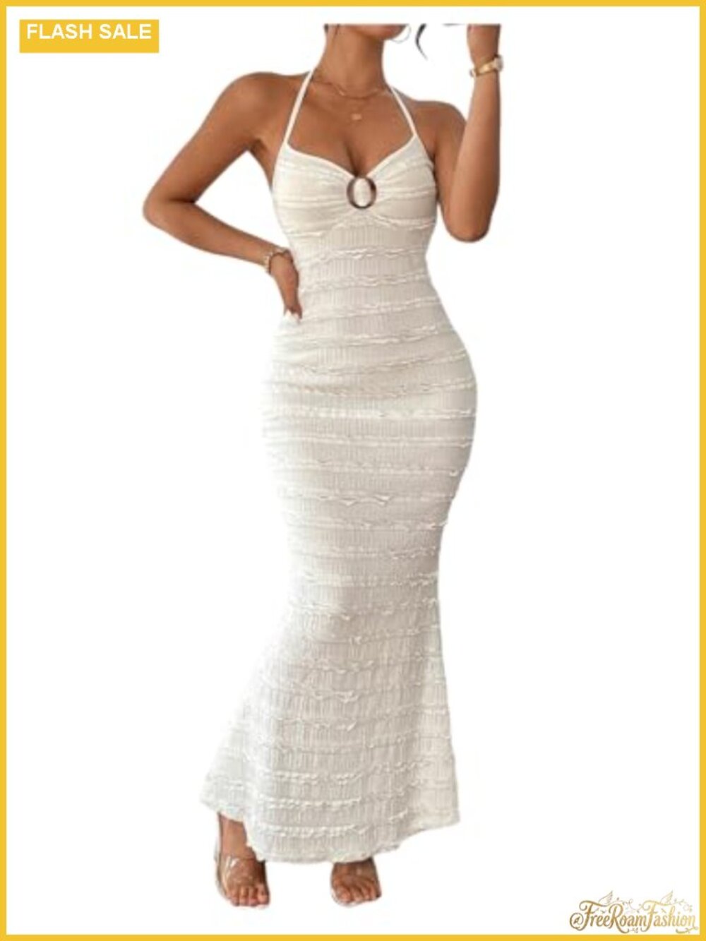 Bodycon Maxi Dress Backless Halter Sleeveless Fishtail Mermaid Party